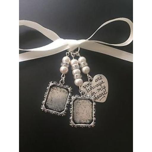 Bouquet Memory Charm Double Square Photo Frame With Heart