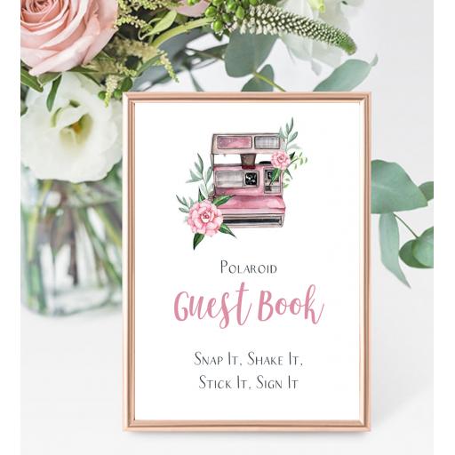 A4 Wedding Sign - Polaroid Guest Book - Pink