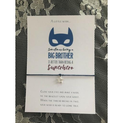 Big Brother Superhero Wish Bracelet - Star Charm Bracelet