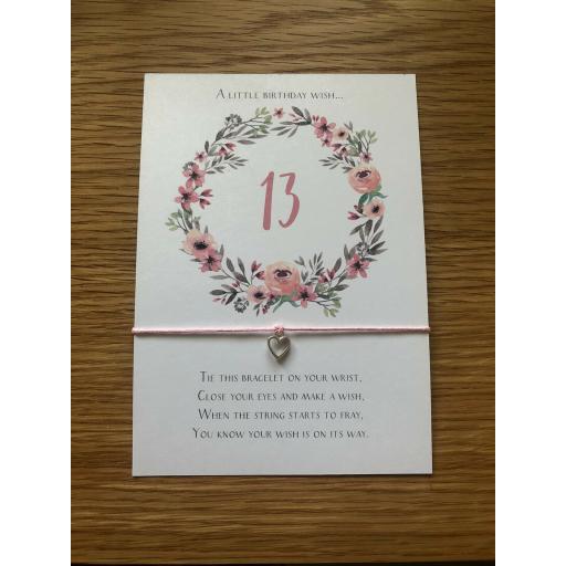 13th Birthday Wish Bracelet - Heart Charm Bracelet